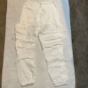 White parachute pants
